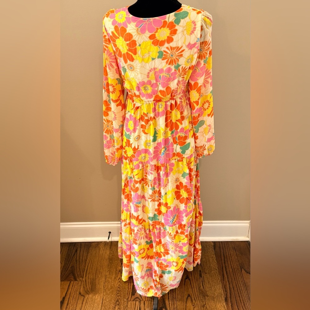 Women’s SUGARLIPS See You Then floral long sleeve maxi dress- Size small - Picture 5 of 7